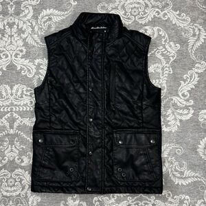 Fried Denim Women's Quilted Faux Leather Vest Black Size S Casual